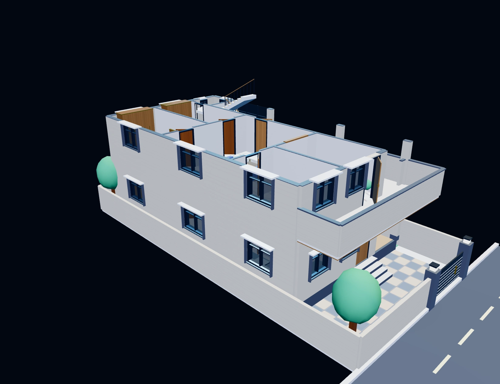 G+1 Residential Digital Twin Front East Elevation